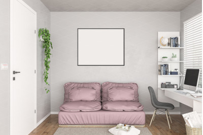 Interior scene artwork background frame mockup