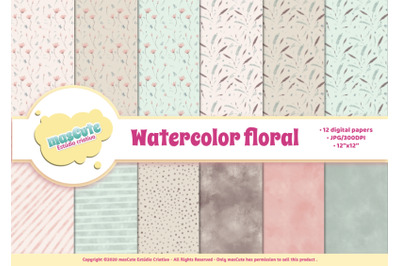 Digital Paper Pack - Watercolor Floral