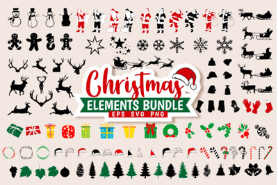 Christmas Elements Icon Silhouettes Bundle