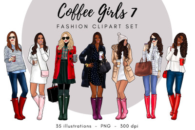 Coffee Girls 7 Fashion Clipart Set