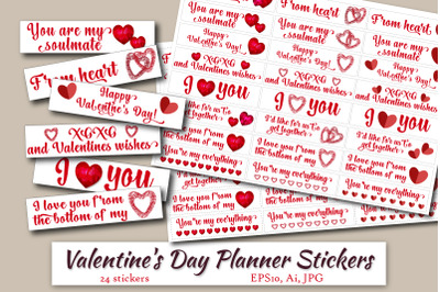 Valentine&#039;s Day Planner Stickers