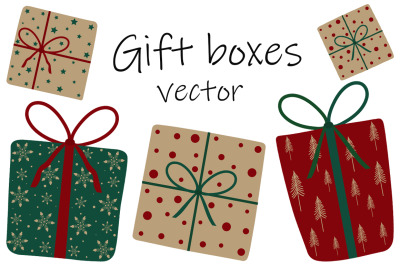 Gift boxes New year Christmas vector. Gift boxes SVG