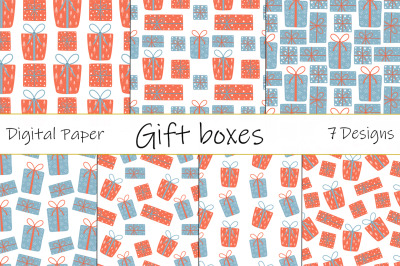 Gift box pattern. New year Christmas vector. Gift boxes SVG