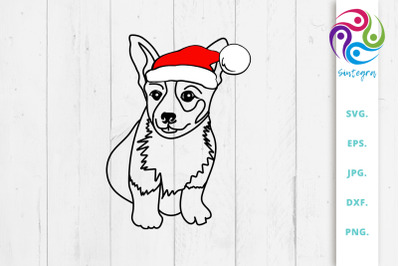 Dog With Christmas Hat Svg, Corgi Svg