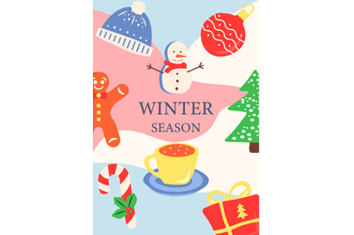Seasonal winter holiday abstract poster template
