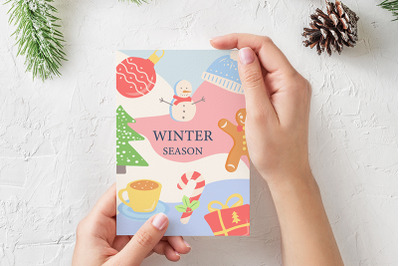Winter holiday season abstract poster template