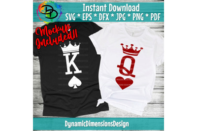 King and Queen SVG, King of Spades, King, Queen, Queen of Hearts, Eps,