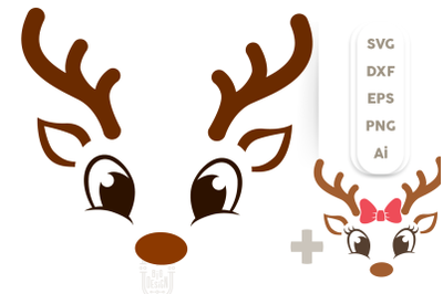 Christmas SVG - Cute Reindeers SVG , Boy &amp;Girl Reindeer face