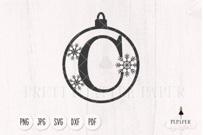 Christmas ornament svg, Christmas monogram svg, Letter C svg