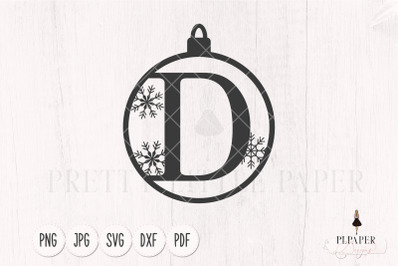 Ornament svg, Christmas monogram svg, Letter D svg, Christmas ball svg