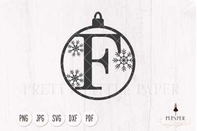 Ornament svg, Christmas monogram svg, Letter F svg, Christmas ball svg