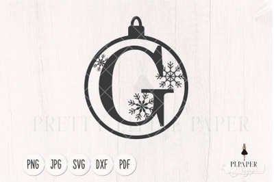 Ornament svg, Christmas monogram svg, Letter G svg, Christmas ball svg