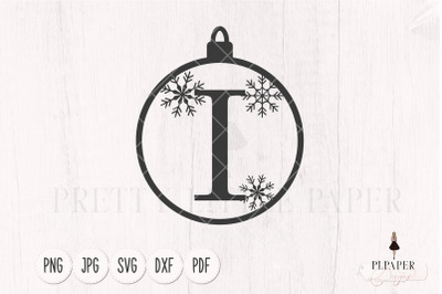 Christmas monogram svg, Ornament svg, Letter I svg, Christmas ball svg
