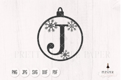 Christmas monogram svg, Ornament svg, Letter J svg, Christmas ball svg