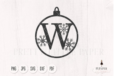 Christmas svg, Christmas monogram svg, Ornament svg, Letter W svg