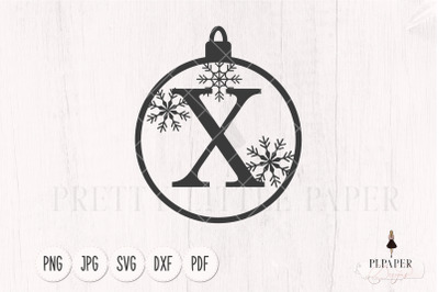 Christmas ball svg, Christmas monogram svg, Ornament svg, Letter X svg