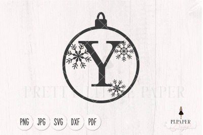 Christmas ball svg, Christmas monogram svg, Ornament svg, Letter Y svg