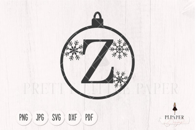 Christmas ball svg, Christmas monogram svg, Ornament svg, Letter Z svg
