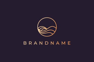 Luxury sea water wave logo template