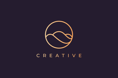 simple ocean wave logo with luxury style