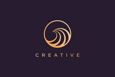 simple ocean wave logo with luxury style