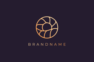 ocean wave sun logo with luxury style