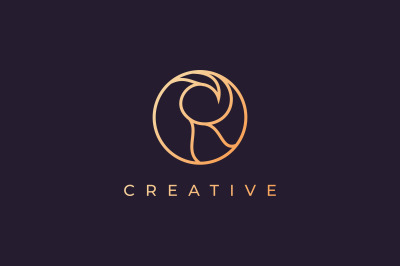 simple ocean wave logo with luxury style