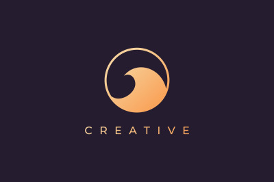 simple ocean wave logo with luxury style