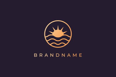 modern ocean wave logo with luxury style