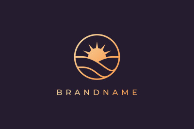 modern ocean wave logo with luxury style