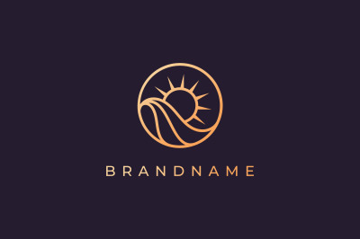 modern ocean wave logo with luxury style