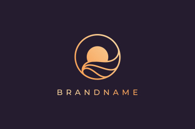 modern ocean wave logo with luxury style