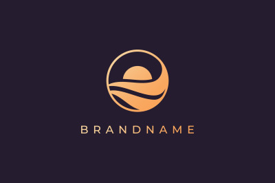 modern ocean wave logo with luxury style