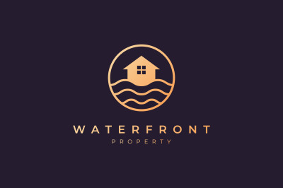 luxury waterfront real estate logo