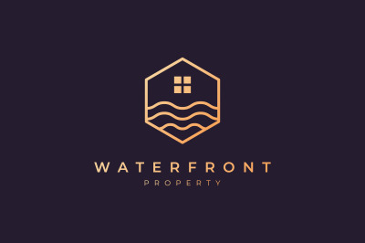 luxury waterfront real estate logo