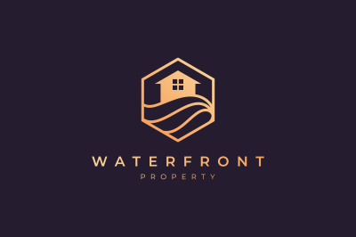 luxury waterfront real estate logo