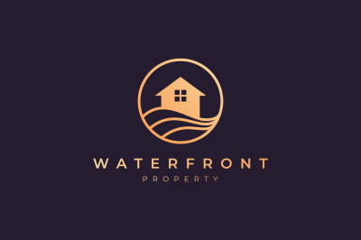 luxury waterfront real estate logo