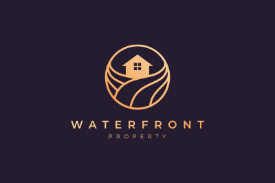 luxury waterfront real estate logo