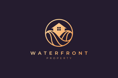 luxury waterfront real estate logo