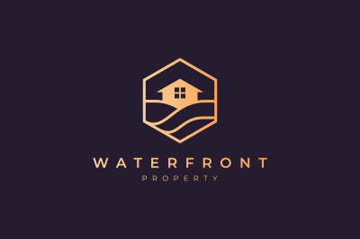 luxury waterfront real estate logo