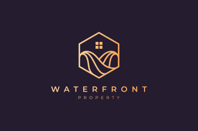 luxury waterfront real estate logo