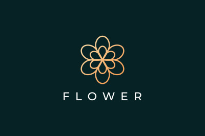 luxury flower logo in gold