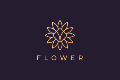 luxury flower logo in gold