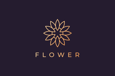 luxury flower logo in gold