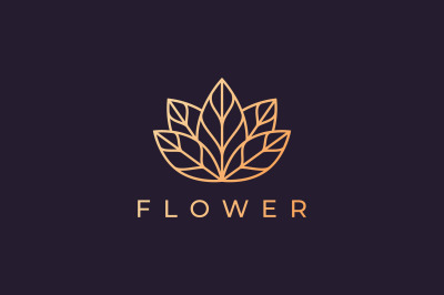 luxury flower logo in gold