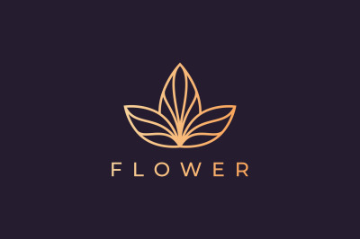 luxury flower logo in gold