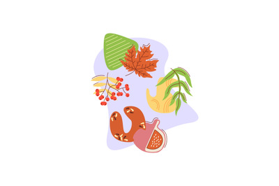 Reaping autumn harvest flat vector concept illustration with abstract