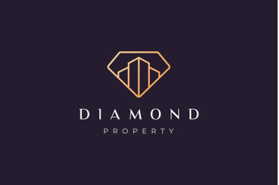 luxury diamond real estate logo concept