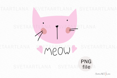 Cute Pink Cat sublimation PNG, EPS