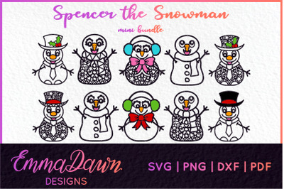 SPENCER THE SNOWMAN BUNDLE SVG 10 DESIGNS